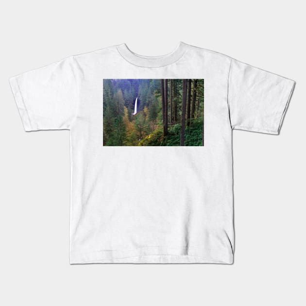 North Falls Silver Falls State Park Near Salem Kids T-Shirt by RhysDawson